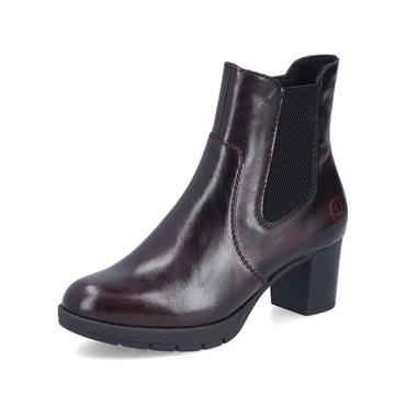 Rieker High Heel Side Zip Gusset Boot - Bordo